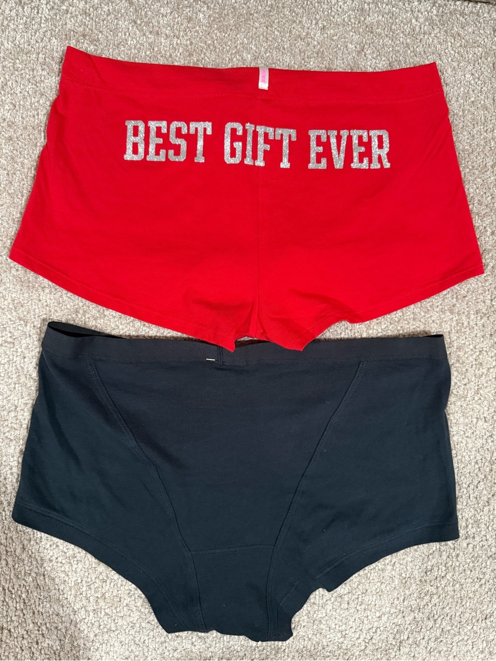 Victoria's Secret Red & Black Bikini Boxer Set